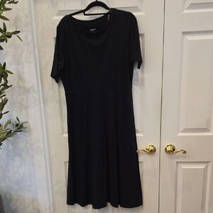 croft & barrow Black Short-Sleeve Midi Dress